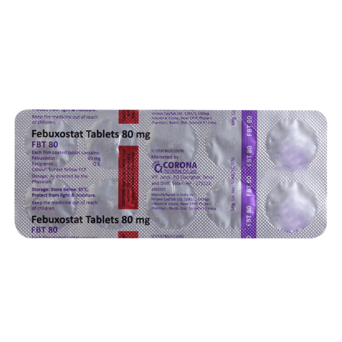 FBT 80mg Tablet 10's, Pack of 10 TabletS FBT 80mg Tablet 10's, Pack of 10 TabletS