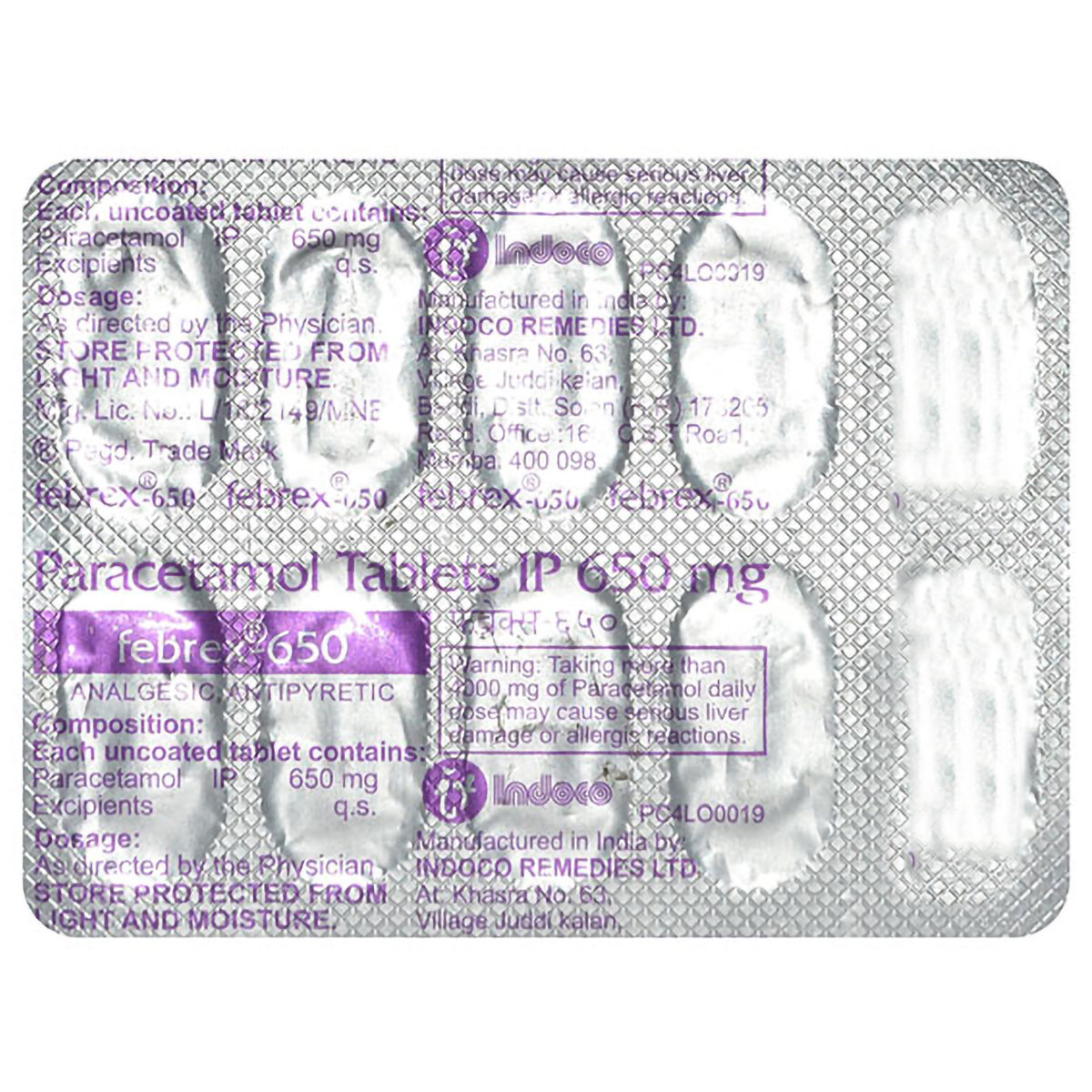 Febrex 650 mg Tablet 10's, Pack of 10 TABLETS Febrex 650 mg Tablet 10's, Pack of 10 TABLETS