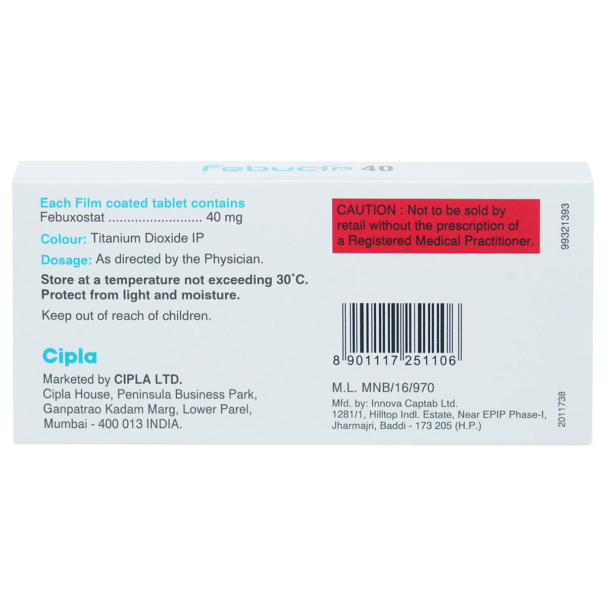 Febucip 40 Tablet 10's, Pack of 10 TABLETS Febucip 40 Tablet 10's, Pack of 10 TABLETS