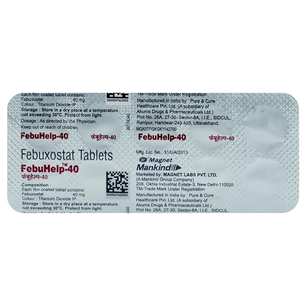 Febuhelp-40 Tablet 10's, Pack of 10 TABLETS