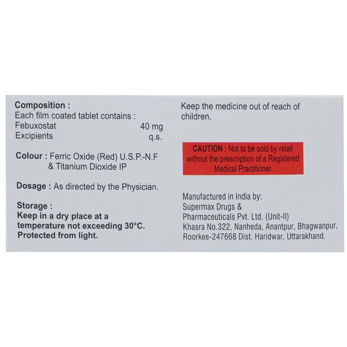 Febs-40 Tablet 10's, Pack of 10 TABLETS Febs-40 Tablet 10's, Pack of 10 TABLETS