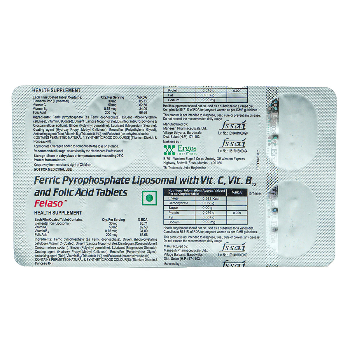 Felaso Tablet 10's, Pack of 10 TABLETS Felaso Tablet 10's, Pack of 10 TABLETS