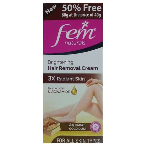 Fem Naturals Bright Hair Removal Gold Cream, 40 gm