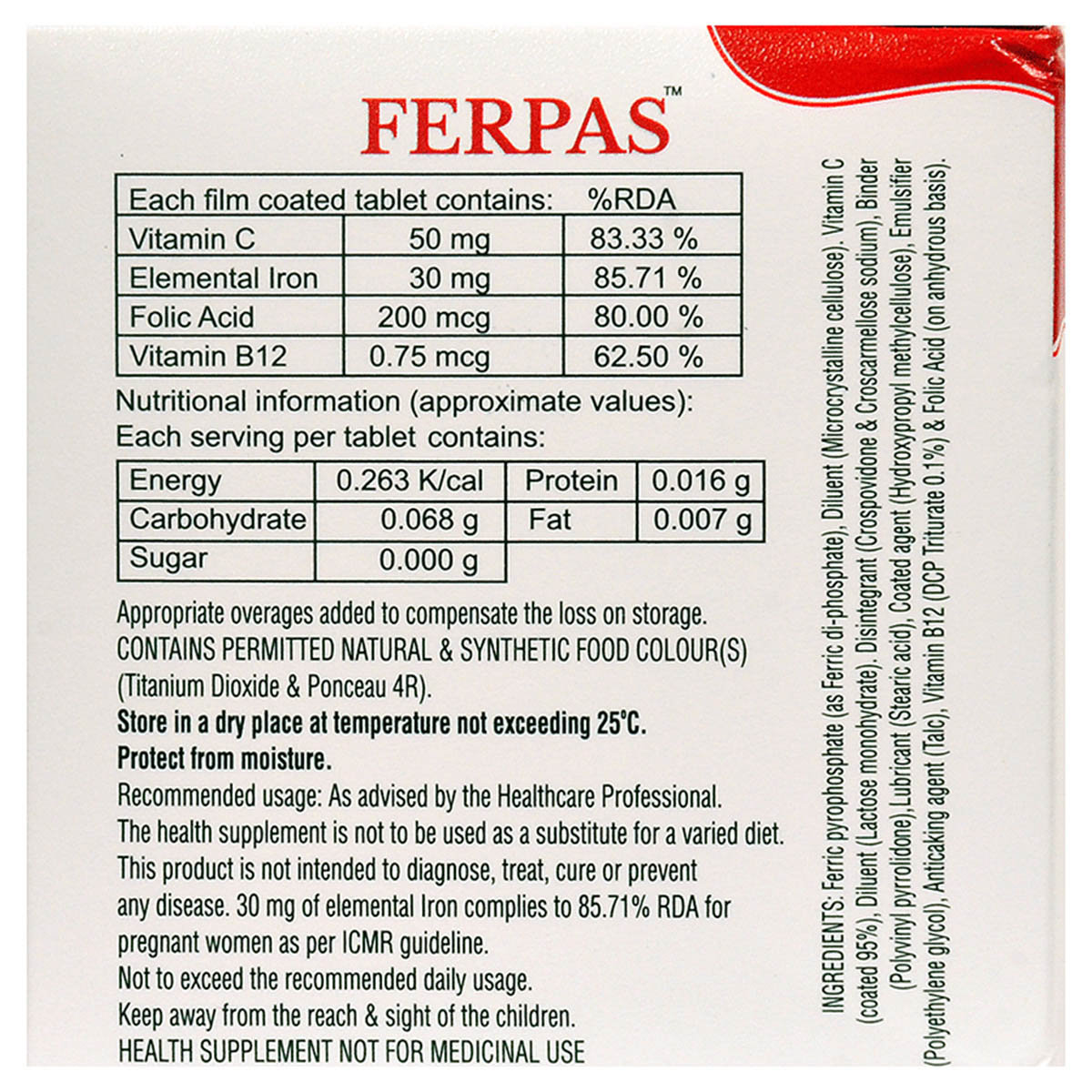 Ferpas Tablet 10's, Pack of 10 TabletS Ferpas Tablet 10's, Pack of 10 TabletS