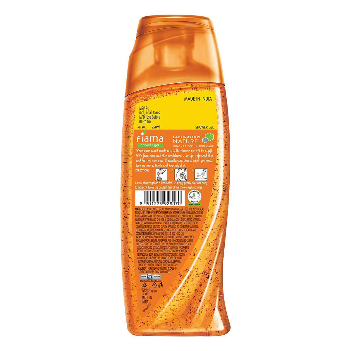 Fiama Di Wills Peach & Avocado Shower Gel, 250 ml | With Skin Conditioners | Gives Soft & Moisturised Skin | For Men & Women | For All Skin Type, Pack of 1 Fiama Di Wills Peach & Avocado Shower Gel, 250 ml | With Skin Conditioners | Gives Soft & Moisturised Skin | For Men & Women | For All Skin Type, Pack of 1