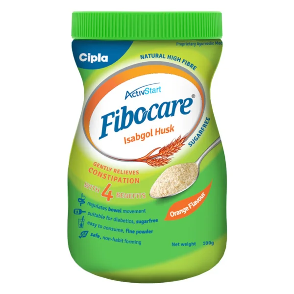 Fibocare Isabgol Husk Orange Flavour Powder, 100 gm, Pack of 1