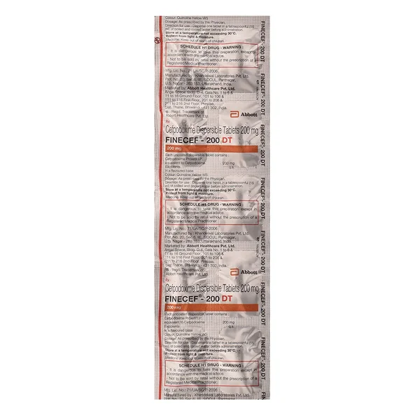 Finecef-200 DT Tablet 10's