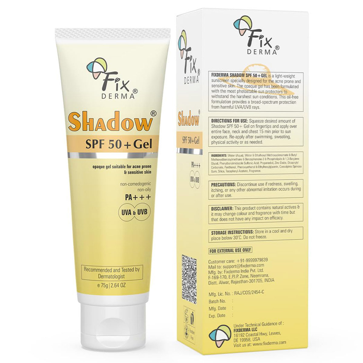 Fixderma Shadow SPF 50+ Gel,75 gm, Pack of 1 Fixderma Shadow SPF 50+ Gel,75 gm, Pack of 1