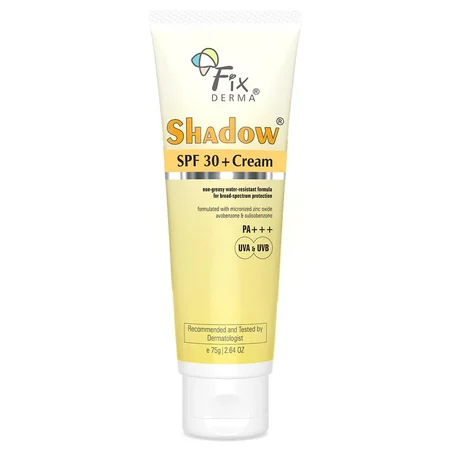 Fixderma Shadow Sunscreen SPF 30+ PA+++ Cream, 75 gm | For Dry Skin | For Men & Women | No White Cast- 75G