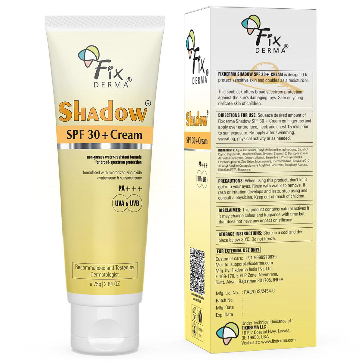 Fixderma Shadow Spf 30+ Cream, 75 gm, Pack of 1 Fixderma Shadow Spf 30+ Cream, 75 gm, Pack of 1