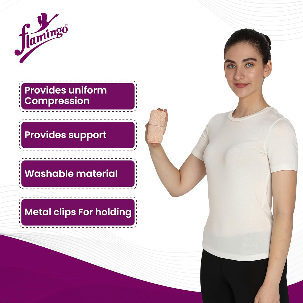 Flamingo Cotton Crepe Bandage, 1 Roll, Pack of 1 Flamingo Cotton Crepe Bandage, 1 Roll, Pack of 1