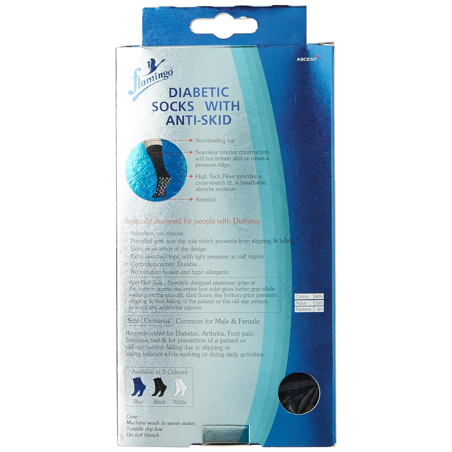 Flamingo Diabetic Socks with Antiskid Universal, 1 Count, Pack of 1 Flamingo Diabetic Socks with Antiskid Universal, 1 Count, Pack of 1