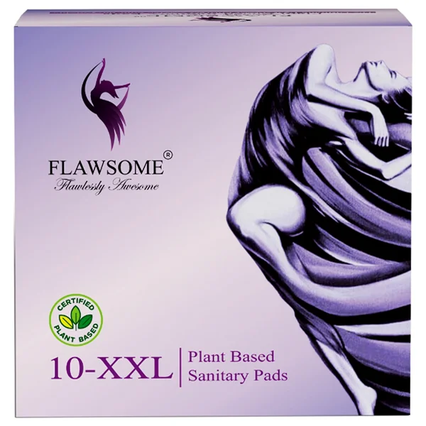 Flawsome Plant Based Sanitary Pads XXL, 10 Count
