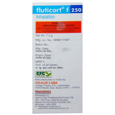 Fluticort F 250 Inhaler 7.2 gm, Pack of 1 Inhaler