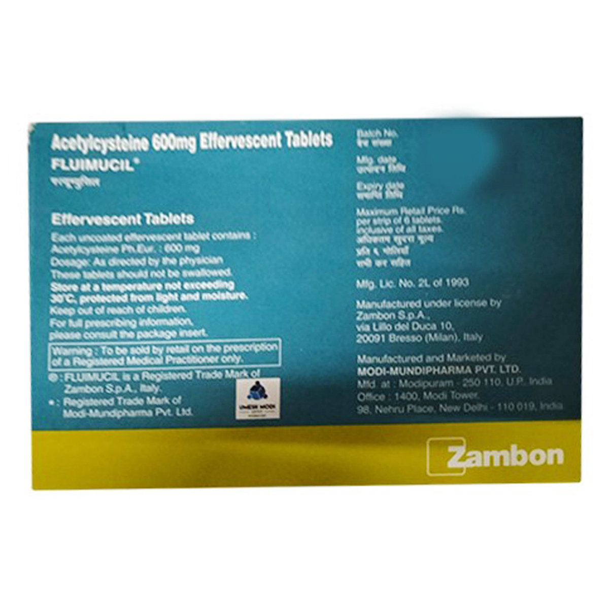 Fluimucil-600 Lemon Flavour Effervescent Tablet 6's, Pack of 6 TabletS Fluimucil-600 Lemon Flavour Effervescent Tablet 6's, Pack of 6 TabletS