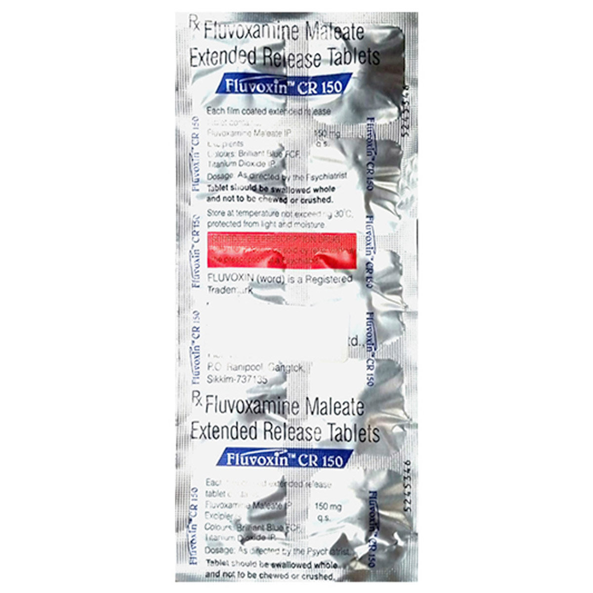 Fluvoxin CR 150 Tablet 10's, Pack of 10 TABLETS Fluvoxin CR 150 Tablet 10's, Pack of 10 TABLETS