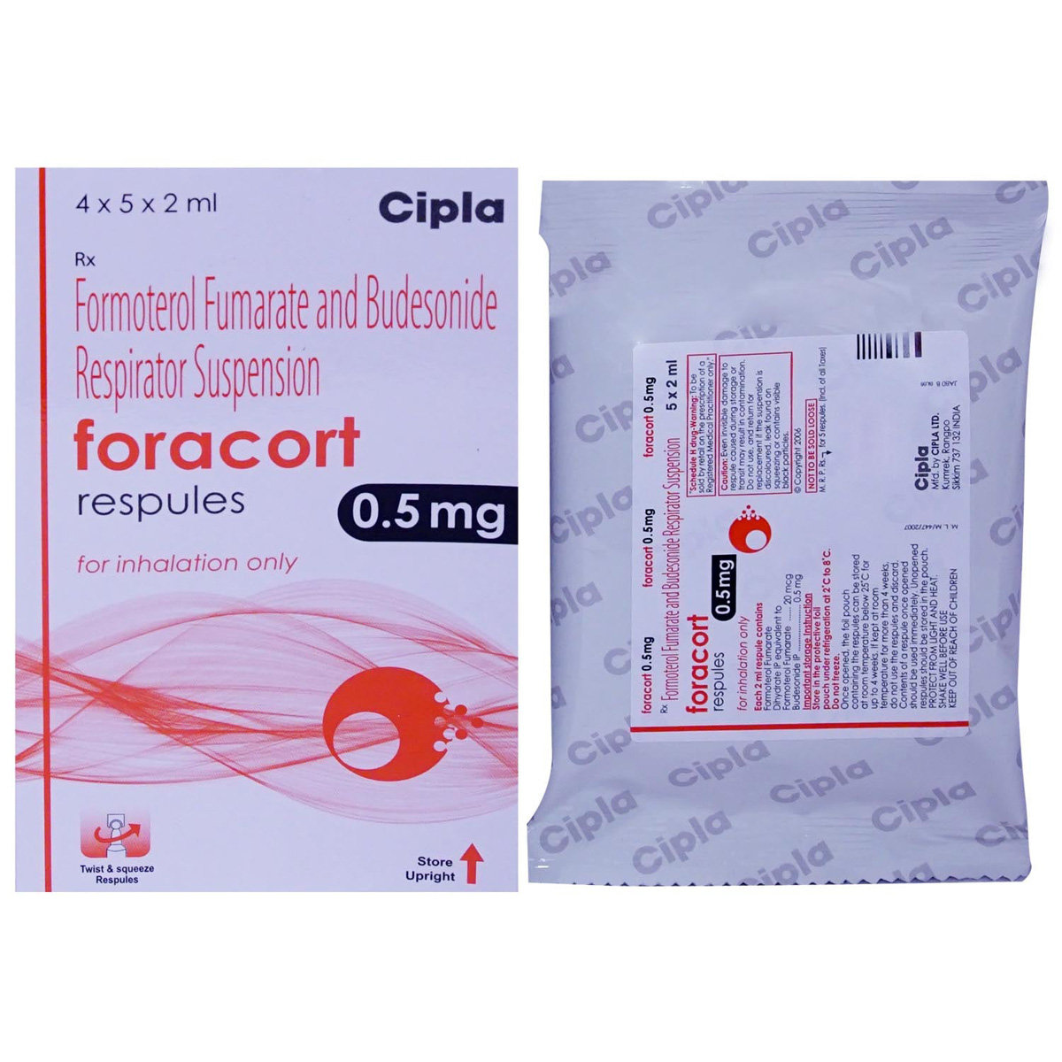 Foracort 0.5 mg Respules 5 x 2 ml, Pack of 5 RESPULESS Foracort 0.5 mg Respules 5 x 2 ml, Pack of 5 RESPULESS