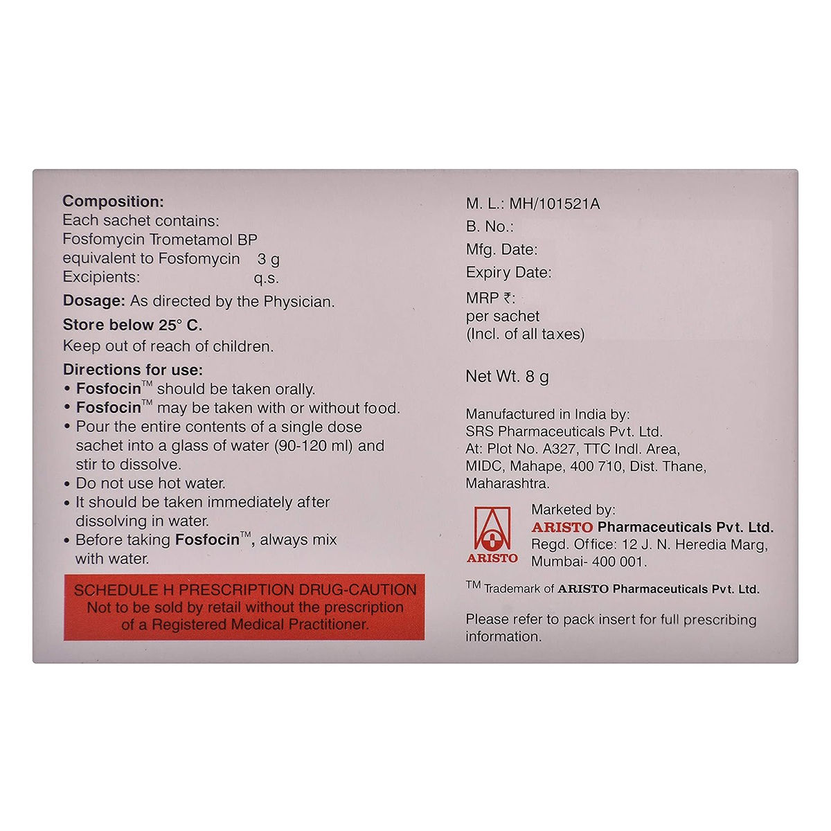 Fosfocin Powder 8 gm Price, Uses, Side Effects, Composition - Apollo ...