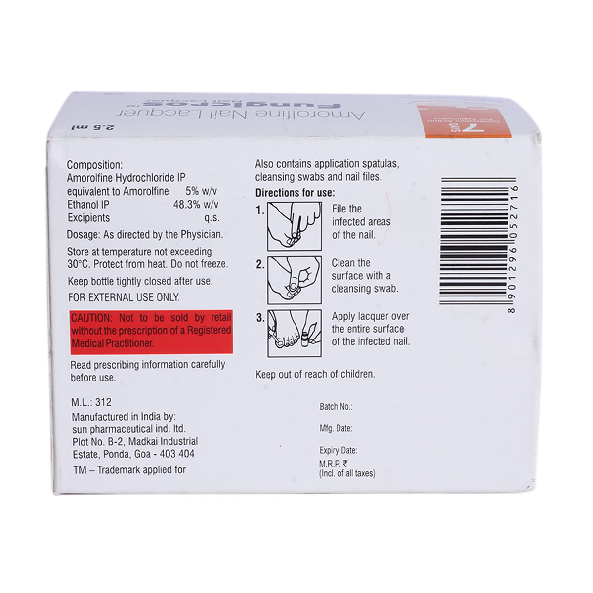 Fungicros Nail Lacquer 2.5 ml, Pack of 1 Nail Lacquer Fungicros Nail Lacquer 2.5 ml, Pack of 1 Nail Lacquer