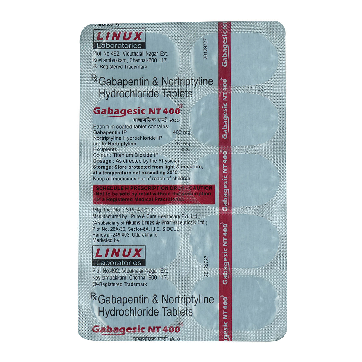 Gabagesic NT 400 mg Tablet 10's, Pack of 10 TabletS Gabagesic NT 400 mg Tablet 10's, Pack of 10 TabletS