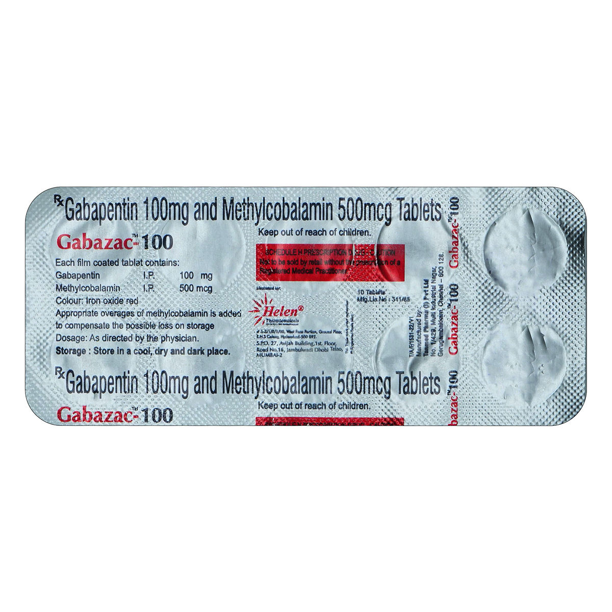 Buy Gabazac-100Mg Tablet 10'S Online