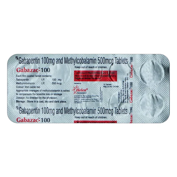 Gabazac-100Mg Tablet 10'S, Pack of 10 TabletS