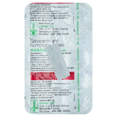 Gabastar-NT 400 Tablet 10's, Pack of 10 TABLETS