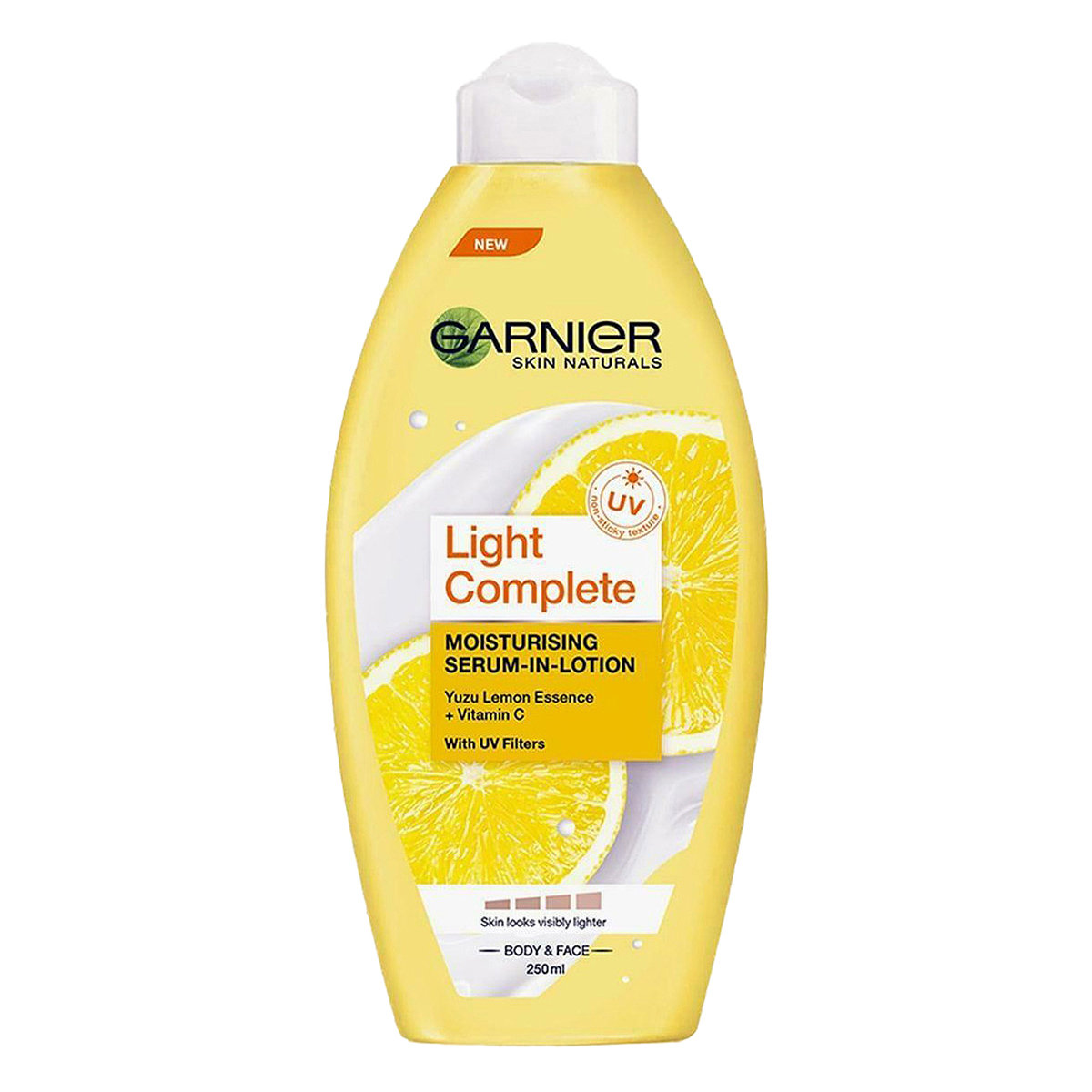 Garnier Light Complete Moisturising Serum-In-Lotion 250 ml | Yuzu Lemon Extract & Vitamin C | With Uv Filters | Moisturises & Brightens Skin | For Face & Body, Pack of 1 Garnier Light Complete Moisturising Serum-In-Lotion 250 ml | Yuzu Lemon Extract & Vitamin C | With Uv Filters | Moisturises & Brightens Skin | For Face & Body, Pack of 1
