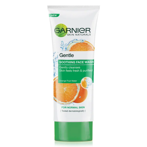 Garnier Gentle Soothing Face Wash 50 ml | Orange Fruit Water | For Normal Skin, Pack of 1