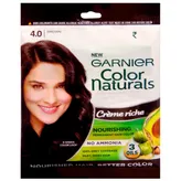 Garnier Color Naturals Crame Riche Nourishing Hair Colour Shade 4.0, Brown, 30 ml+ 30 gm, Pack of 1