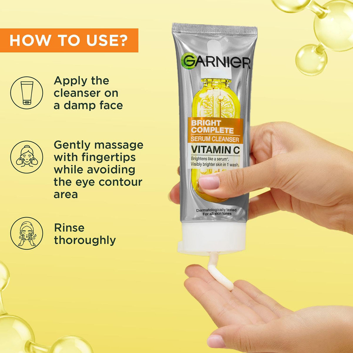 Garnier Bright Complete Vit-C Serum Cleanser, 100 gm, Pack of 1 Garnier Bright Complete Vit-C Serum Cleanser, 100 gm, Pack of 1