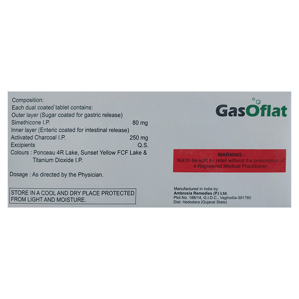 Gasoflat Tablet 10's, Pack of 10 TabletS Gasoflat Tablet 10's, Pack of 10 TabletS