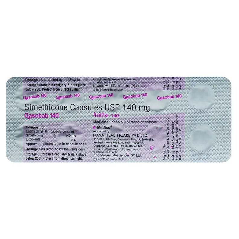 Buy Gasotab 140 Softgel Capsule 10's online | Uses, Side Effects, Price ...
