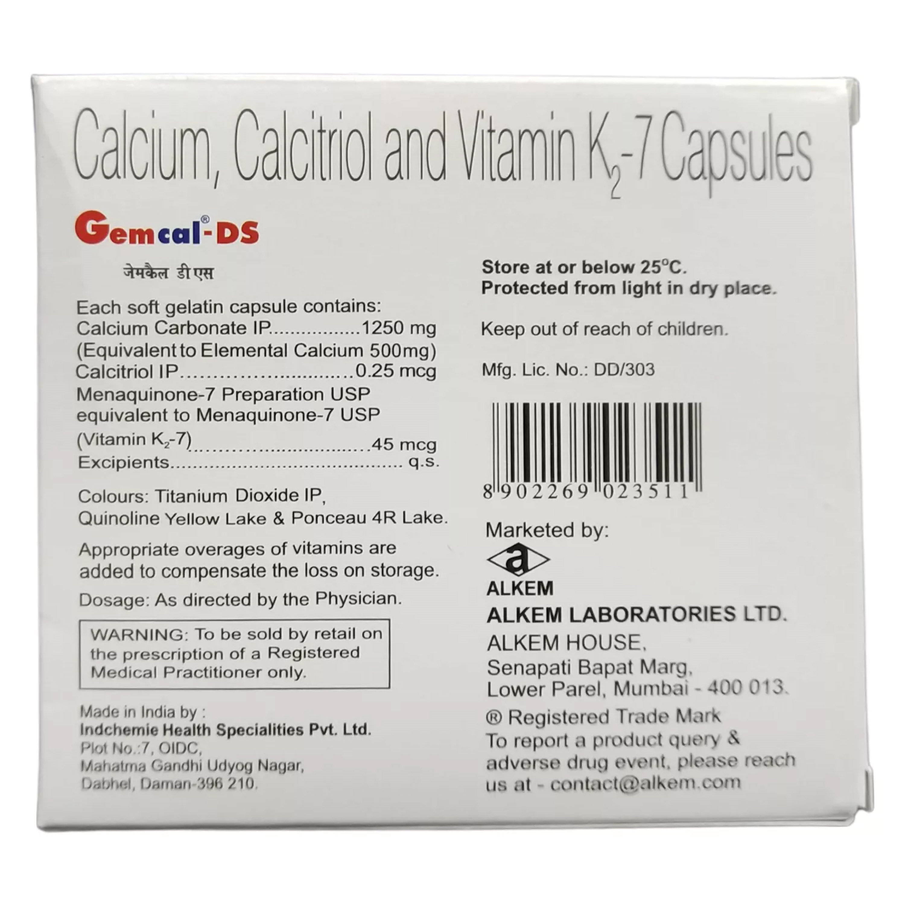 Gemcal DS Capsule 15's, Pack of 15 CAPSULES Gemcal DS Capsule 15's, Pack of 15 CAPSULES