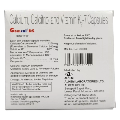 Gemcal DS Capsule 15's, Pack of 15 CAPSULES