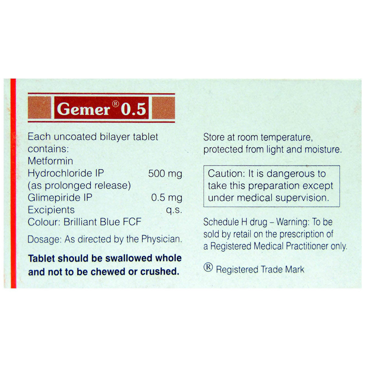 Gemer 0.5 Tablet 10's, Pack of 10 TABLETS Gemer 0.5 Tablet 10's, Pack of 10 TABLETS