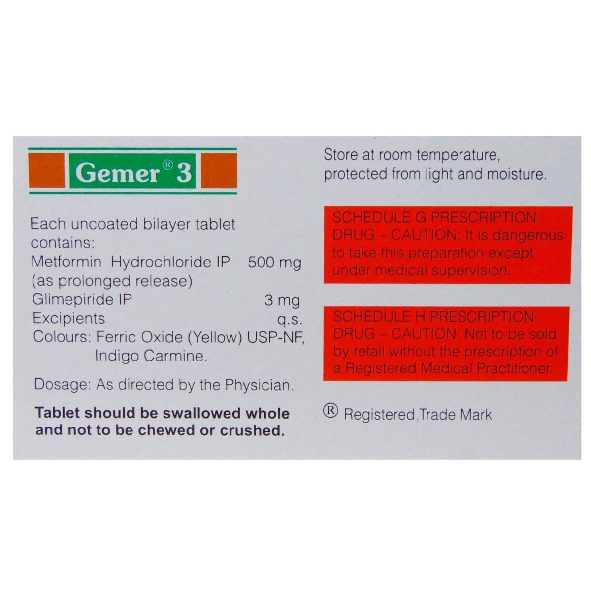 Gemer 3 Tablet 10's, Pack of 10 TabletS Gemer 3 Tablet 10's, Pack of 10 TabletS