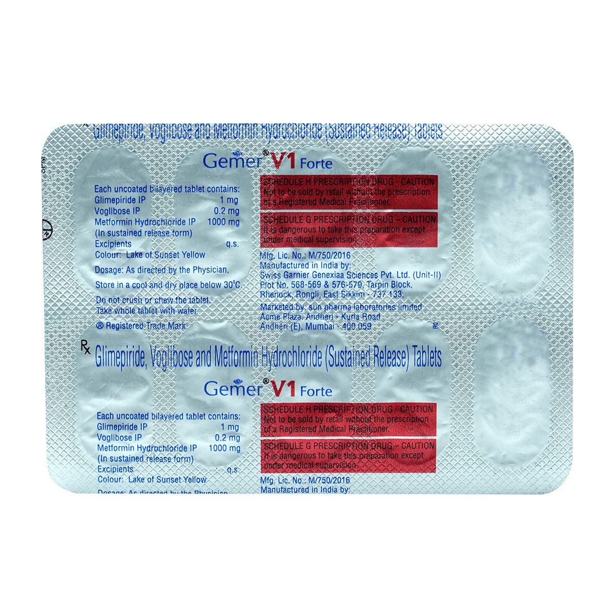 Gemer V1 Forte Tablet 10's, Pack of 10 TABLETS Gemer V1 Forte Tablet 10's, Pack of 10 TABLETS