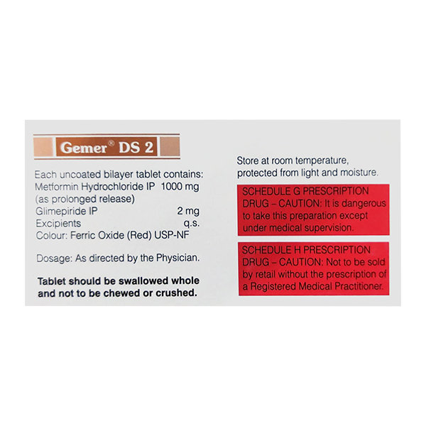 Gemer DS 2 Tablet 15's, Pack of 15 TabletS Gemer DS 2 Tablet 15's, Pack of 15 TabletS
