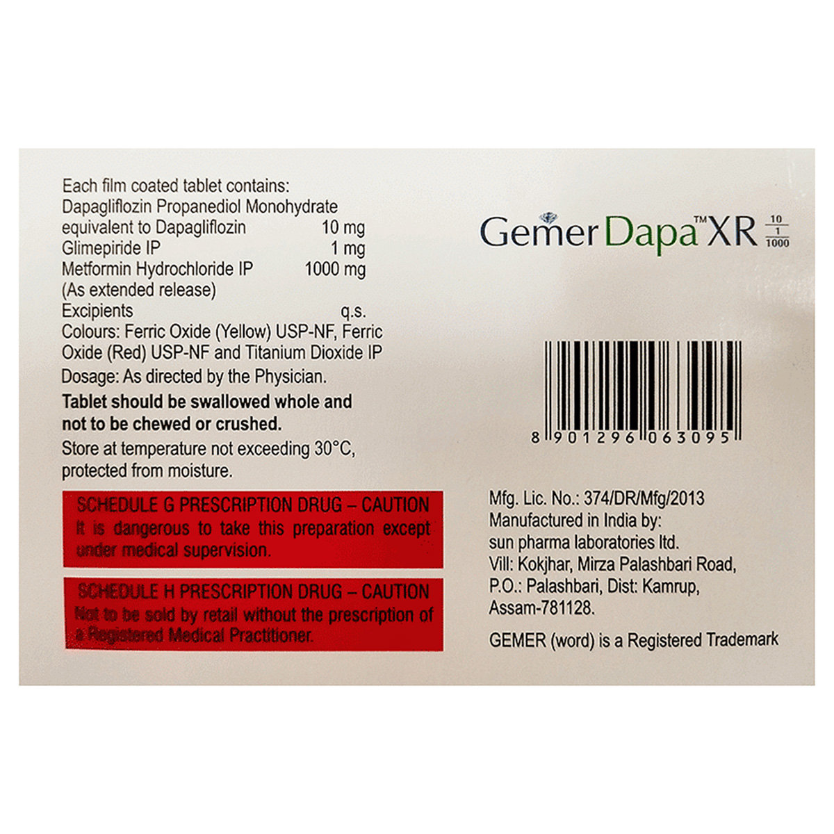 Gemer Dapa XR 10/1/1000 Tablet 7's, Pack of 7 TabletS Gemer Dapa XR 10/1/1000 Tablet 7's, Pack of 7 TabletS