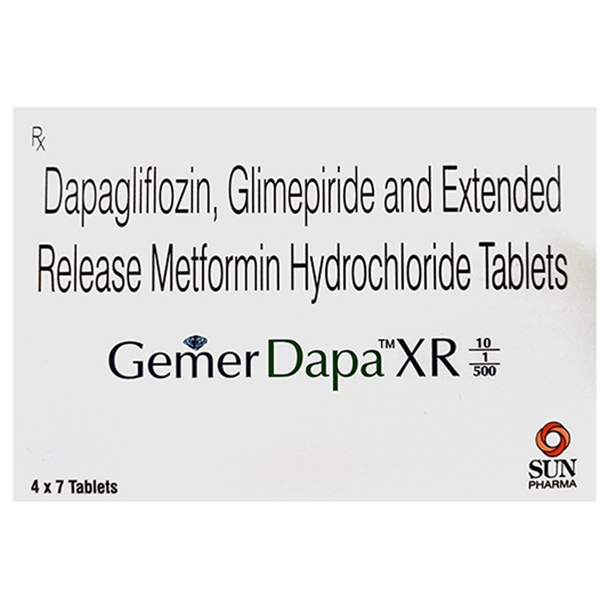 Gemer Dapa XR 10/1/500 Tablet 7's, Pack of 7 TabletS Gemer Dapa XR 10/1/500 Tablet 7's, Pack of 7 TabletS