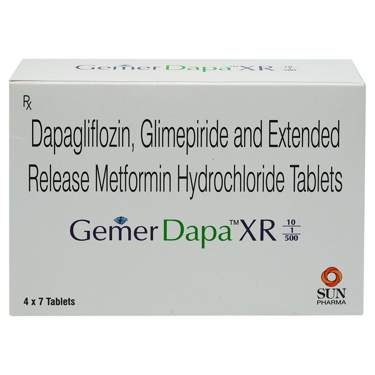 Gemer Dapa XR 10/1/500 Tablet 7's, Pack of 7 TabletS Gemer Dapa XR 10/1/500 Tablet 7's, Pack of 7 TabletS