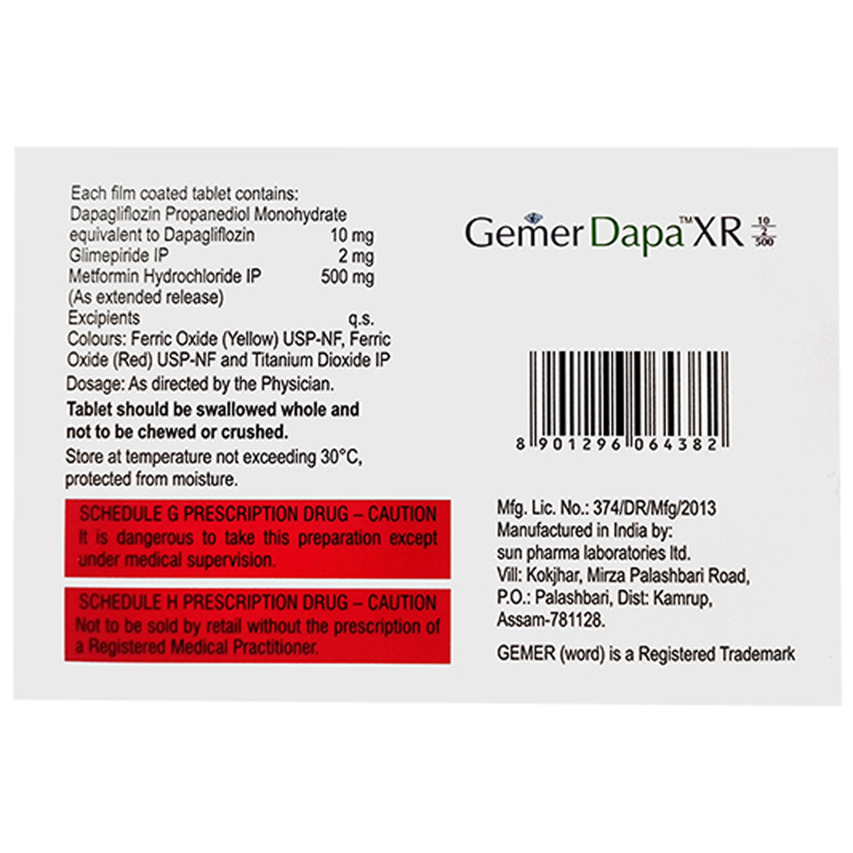 Gemer Dapa XR 10/2/500 Tablet 7's, Pack of 7 TabletS Gemer Dapa XR 10/2/500 Tablet 7's, Pack of 7 TabletS