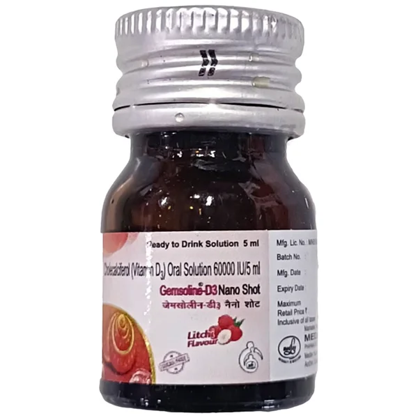 Gemsoline-D3 Nano Shot Sugar Free Litchi Flavour Oral Solution 5 ml