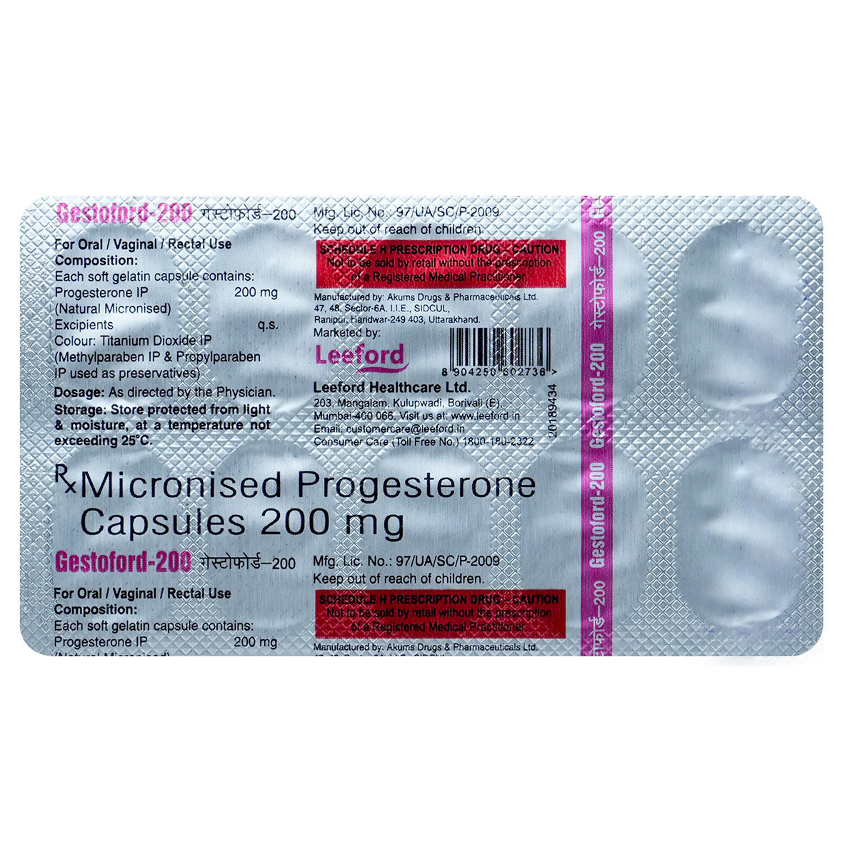 Gestoford 200Mg Capsule, Pack of 10 CapsuleS Gestoford 200Mg Capsule, Pack of 10 CapsuleS