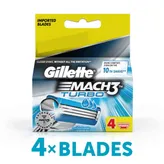 Gillette Mach 3 Turbo Cartridge, 4 Count, Pack of 1