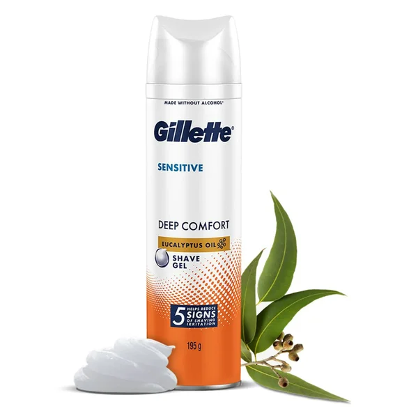 Gillette Sensitive Deep Comfort Shave Gel, 195 gm, Pack of 1