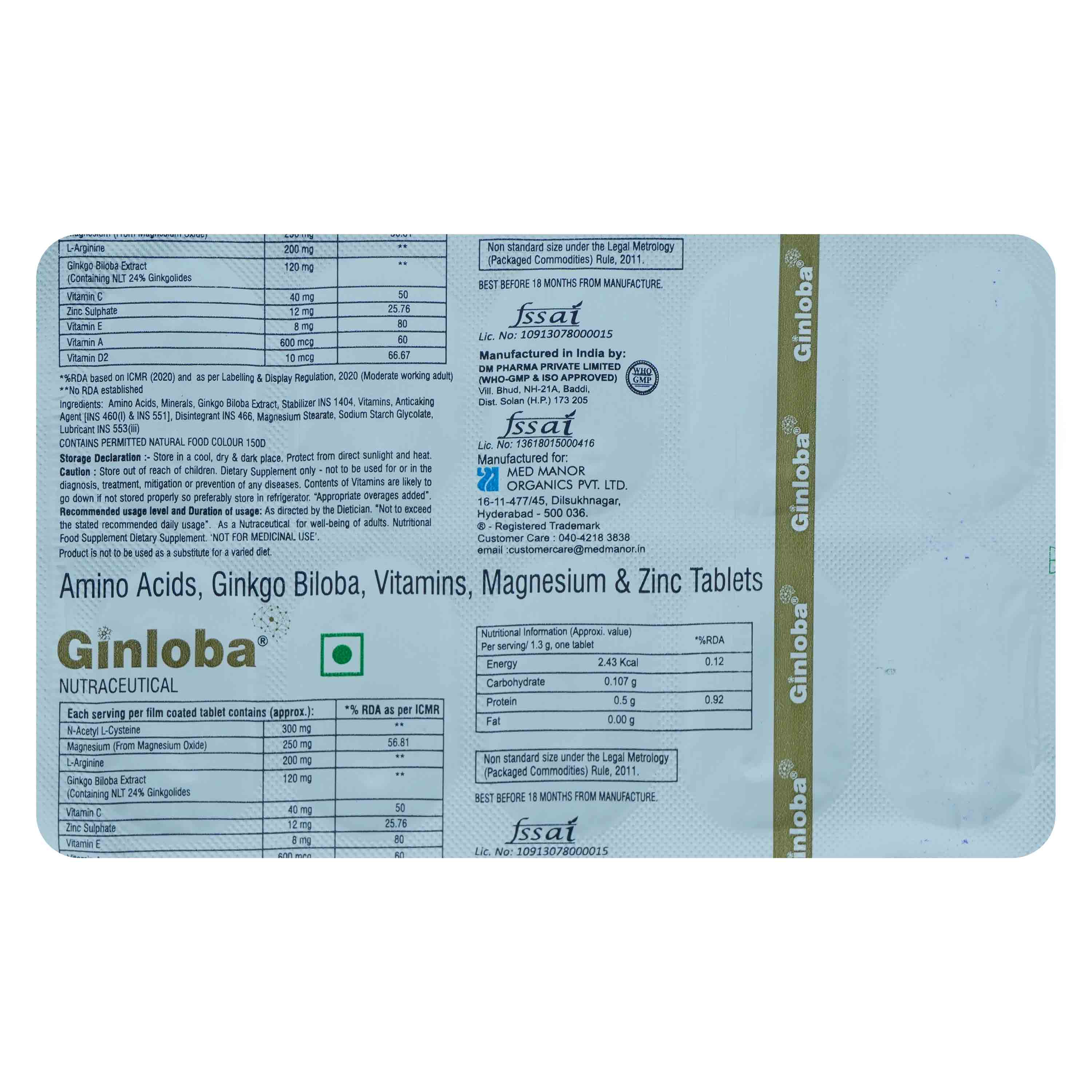 Ginloba Tablet 10's, Pack of 10 TABLETS Ginloba Tablet 10's, Pack of 10 TABLETS