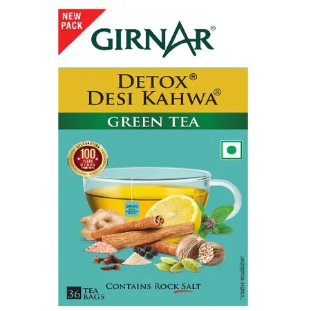 Girnar Detox Desi Kahwa Green Tea Bags, 36 Count