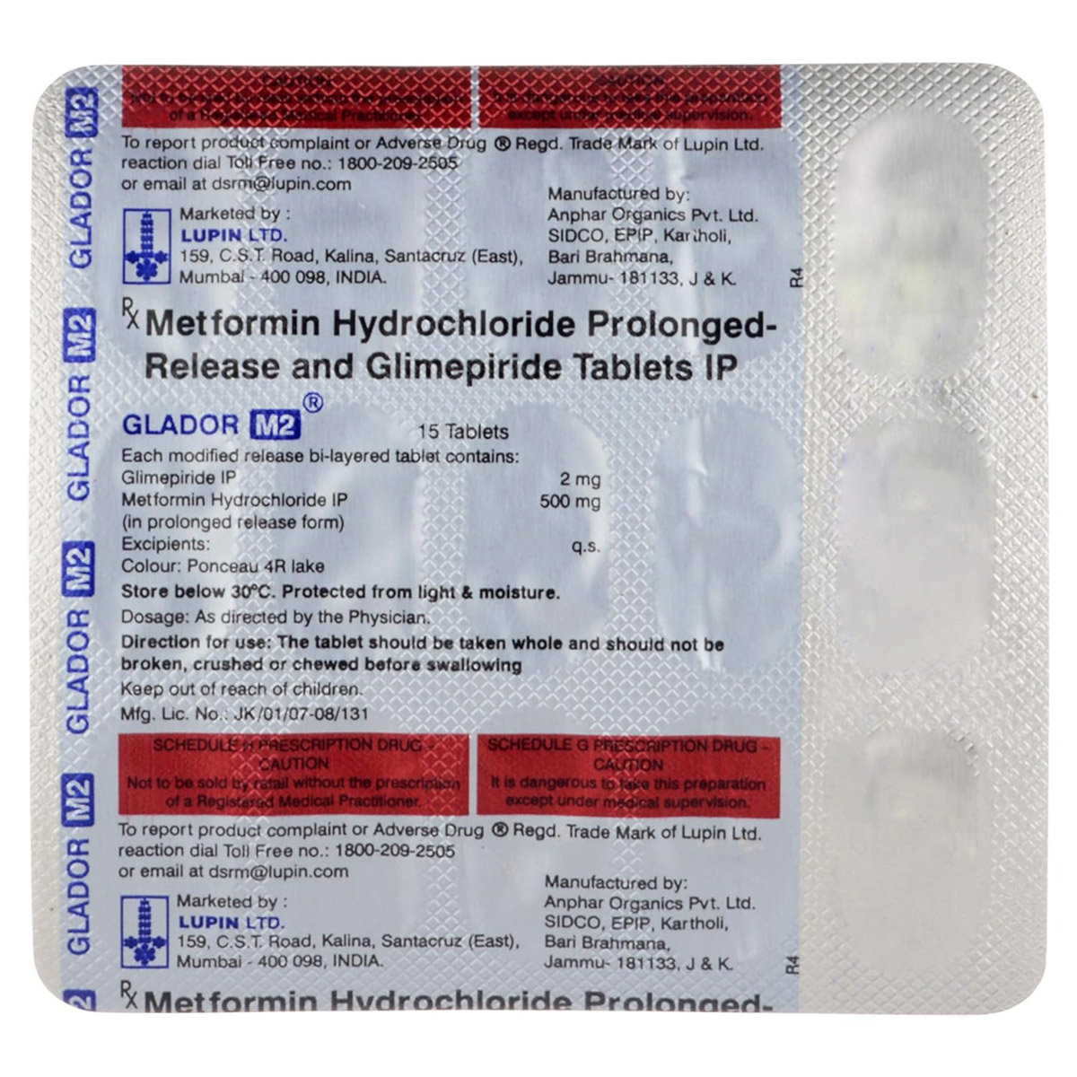 Glador M2 Tablet 15's, Pack of 15 TABLETS Glador M2 Tablet 15's, Pack of 15 TABLETS